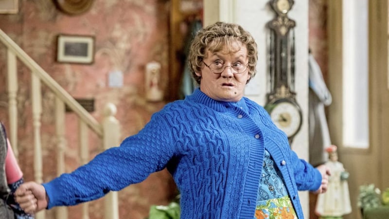 Anita&#39;s attempt to do her own hair left her looking a bit &#39;Mrs Brown&#39;. Pictured is Brendan O&#39;Carroll (C) BBC Studios - Photographer: Alan Peebles. 