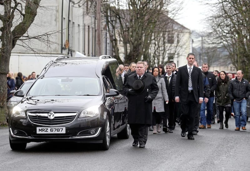 The funeral of Wayne Boylan makes its way to St Peter&#39;s Church, Warrenpoint 