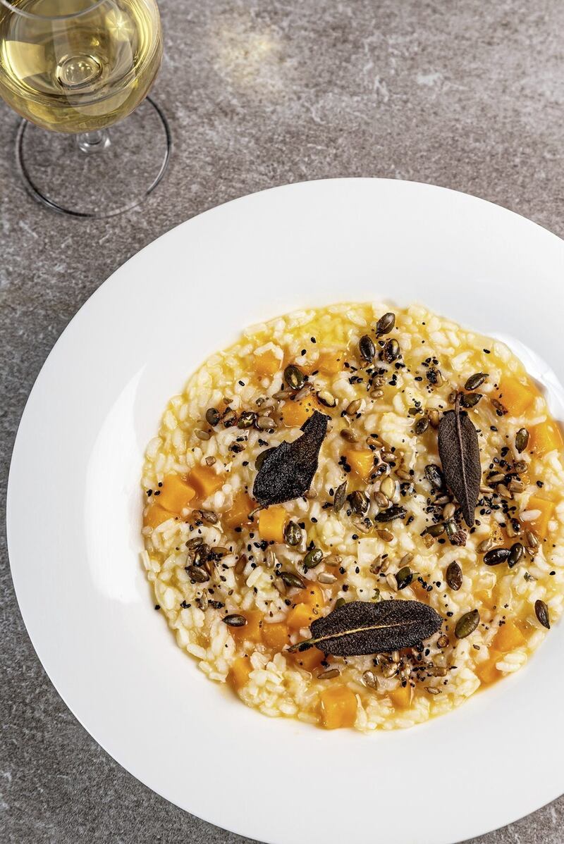 Pumpkin, sage and seeds risotto 