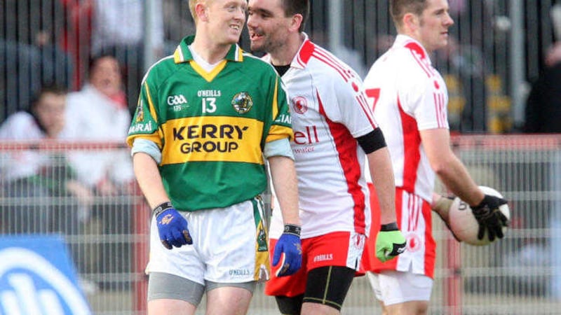 Ryan McMenamin shares a joke with Kerry&#39;s Colm Cooper during his playing days - McMenamin says &#39;the Gooch&#39; needs to concentrate on attacking in Sunday&#39;s All-Ireland semi-final 