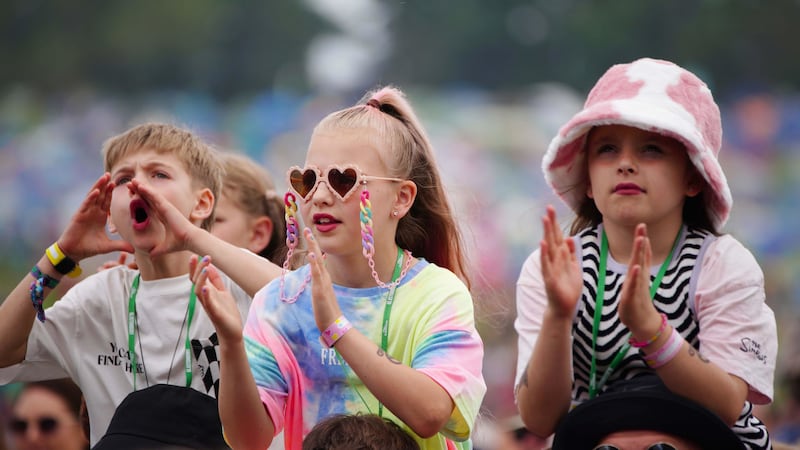 The fans turned out in force as the music got under way on the main stages at the festival at Worthy Farm, Somerset.