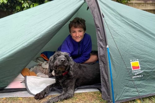 Max marks a year of camping in his garden for charity