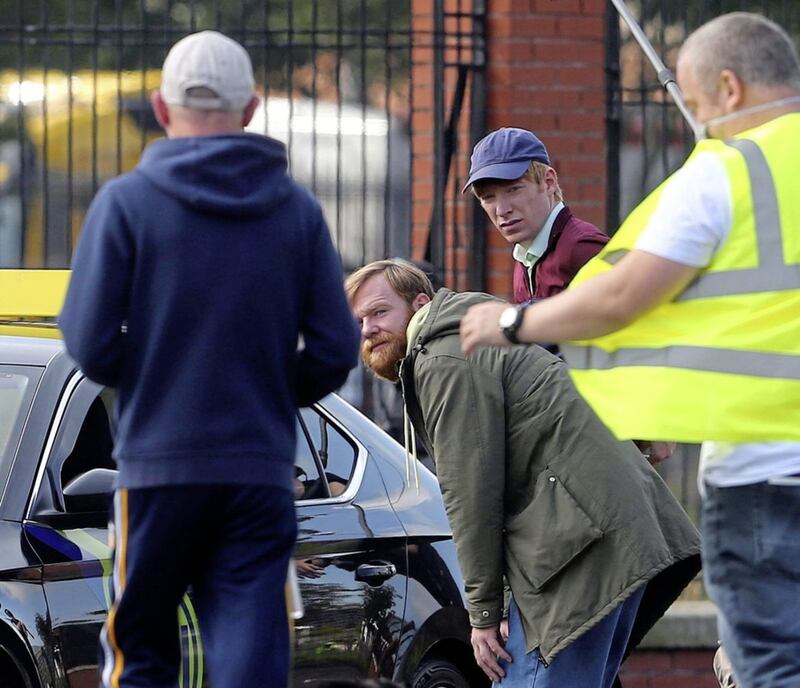 Brothers Brian (left) and Domhnall (right) Gleeson filming Frank of Ireland. Picture by Mal McCann 