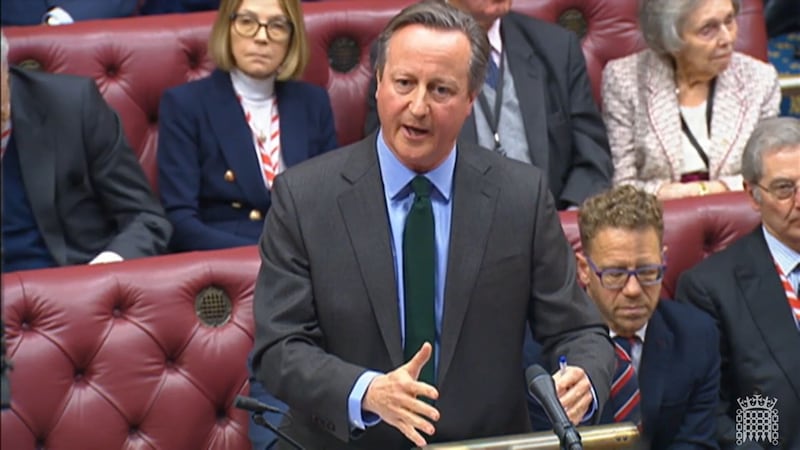 Video grab of Foreign Secretary Lord David Cameron speaking during his first monthly question time in the House of Lords (House of Lords/UK Parliament/PA)