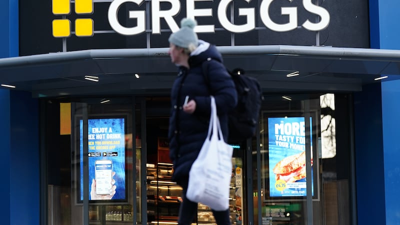 A sign in a Greggs shop in Chelmsford, Essex