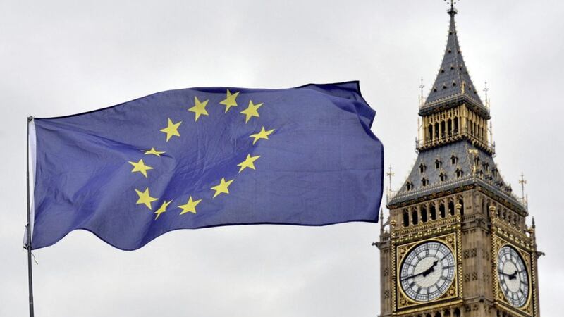 File photo dated 29/03/17 of an EU flag flying in front of the Houses of Parliament in London. Theresa May&#39;s plans for Brexit have been dealt further blows as peers inflicted defeats on the Government, potentially giving Parliament a far greater say in the process. PRESS ASSOCIATION Photo. Issue date: Tuesday May 1, 2018. The Government warned that one defeat &acirc;?? giving MPs a decisive final say on the terms of the Brexit deal &acirc;?? would weaken the Prime Minister&acirc;??s hand in negotiations and could even give Parliament the power to delay the UK&acirc;??s exit from the European Union indefinitely. See PA story POLITICS Brexit. Photo credit should read: Victoria Jones/PA Wire. 