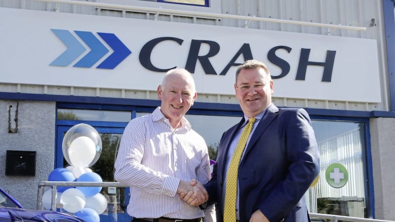 Londonderry Chamber of Commerce president Brian McGrath (left) with Jonathan McKeown, chief executive of Crash Services 