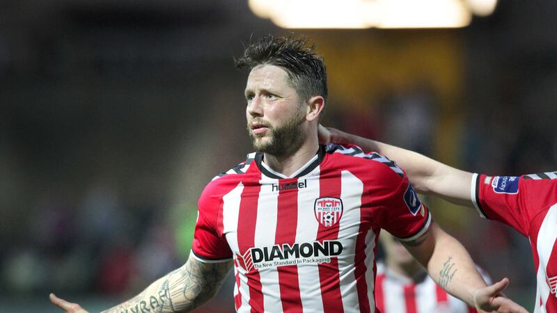 &nbsp;Rory Patterson opened the scoring for Derry City<br />Picture by Margaret McLaughlin