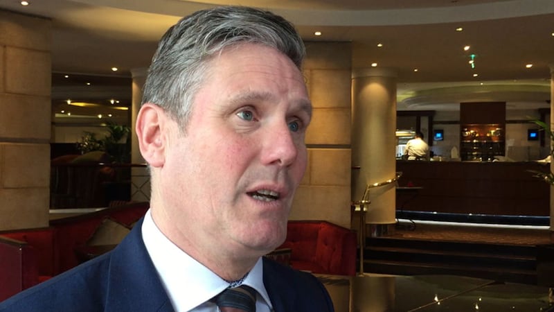 Labour's shadow Brexit secretary Sir Keir Starmer speaking to the media in the Europa Hotel, Belfast&nbsp;