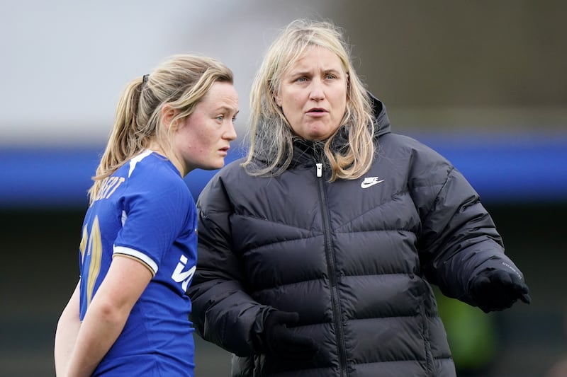 Boss Emma Hayes (right) is set to leave Chelsea this summer to take charge of the United States’ women’s team