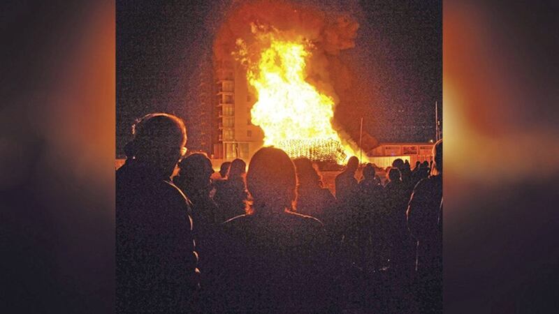 The Eleventh Night bonfire near Sandy Row last year 