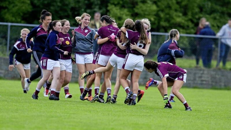 Bredagh girls celebrate after defeating Carryduff in the Down Ladies Club Championship Senior Final 