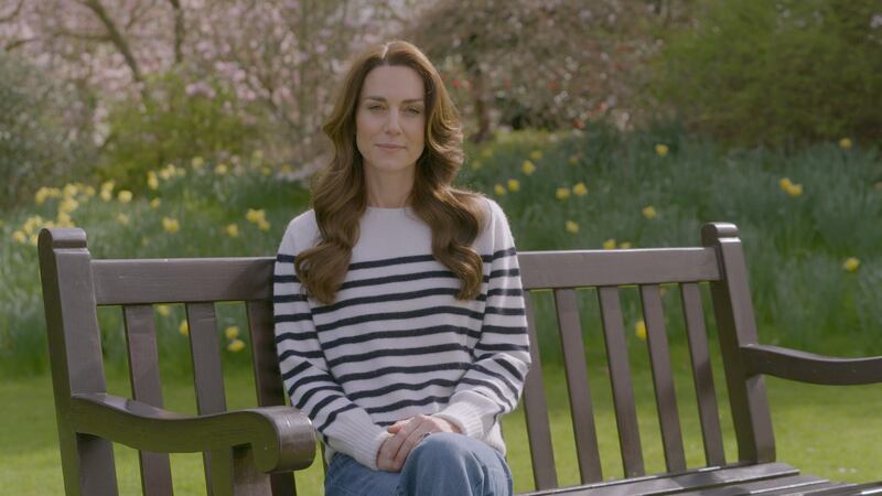 Kate announcing her cancer diagnosis in a video message