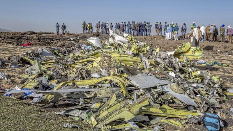 Wreckage at the crash scene of an Ethiopian Airlines flight crash near Bishoftu, Ethiopia last month. Picture by Mulugeta Ayene/PA 