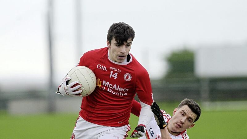 Lee Brennan in action for Tyrone during the 2015 &Oacute; Fiaich Cup campaign <br />Picture by Philip Walsh