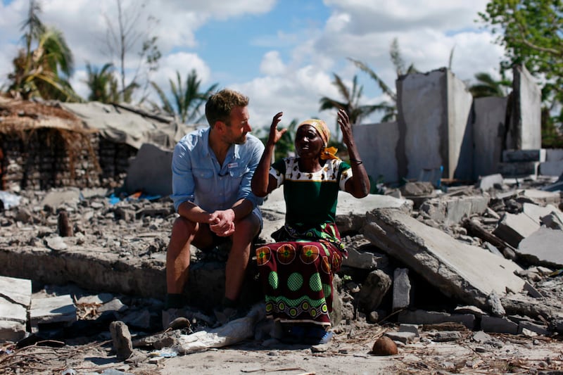 The broadcaster broke off filming for an upcoming series to visit the region (Caroline Irby/British Red Cross/PA)