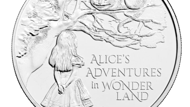 The Royal Mint has created a £5 crown featuring one of Sir John Tenniel’s sketches of Alice meeting the Cheshire Cat.
