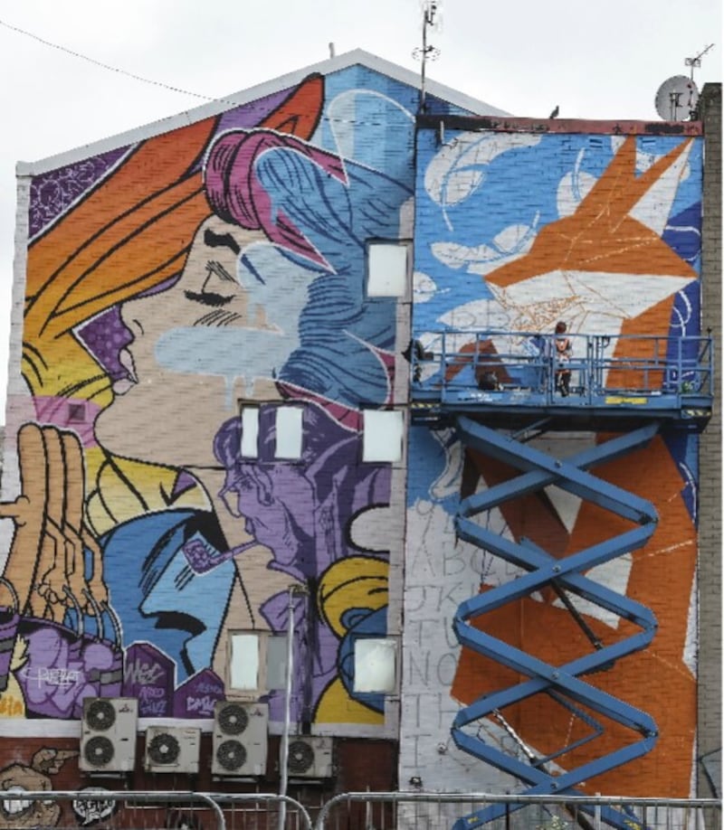 Belfast recently hosted the Hit the North Street Art Festival, with global artists creating works across the city centre. Picture by Hugh Russell