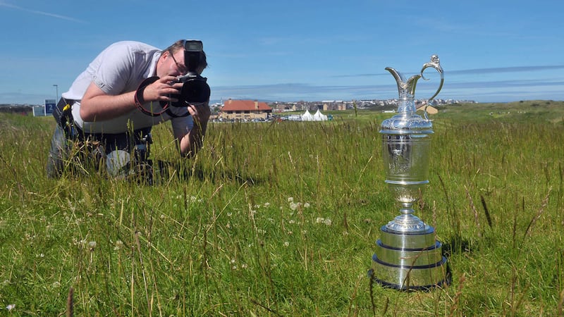 The Claret Jug at Royal Portrush when the venue was confirmed to host the Open last June&nbsp;