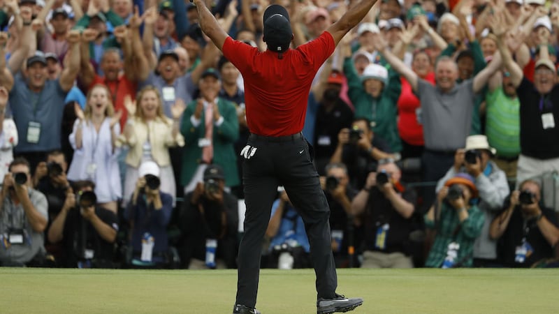 Tiger Woods celebrates winning The Masters in 2019&nbsp;