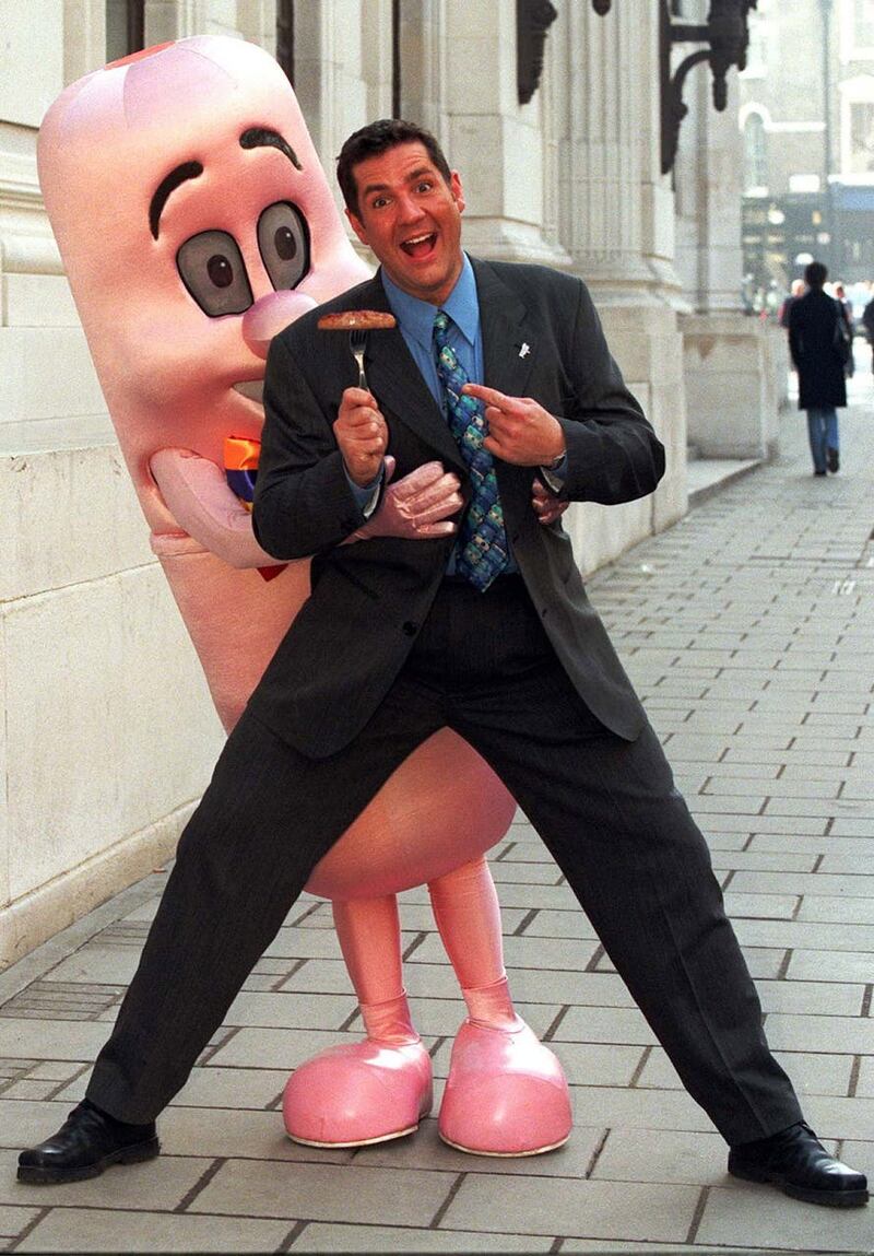 Promoting the British Sausage Appreciation Society’s Regional Sausage of the Year Competition in 1997 (David Giles/PA)
