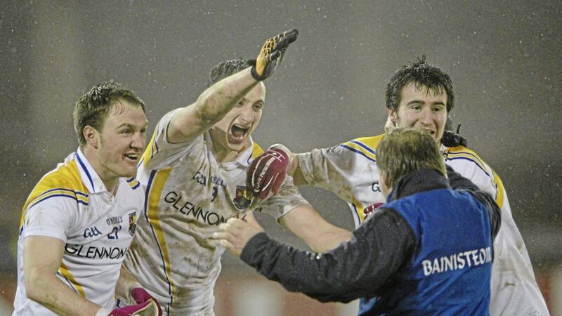 Darren Gallagher (centre) scored the winning point for Longford against Dublin at Pearse Park 