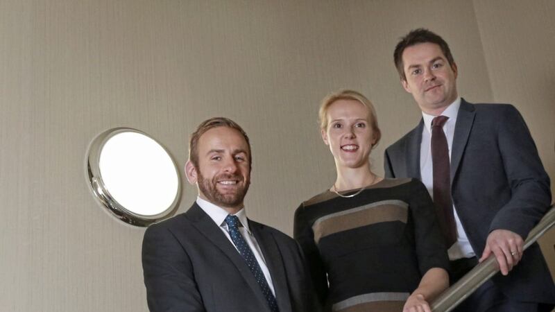Pictured at the launch of the iMultiply Belfast office are (from left) Jamie Watts, Kirsty Mackenzie and Billy McCarthy. Photo: Stewart Attwood 