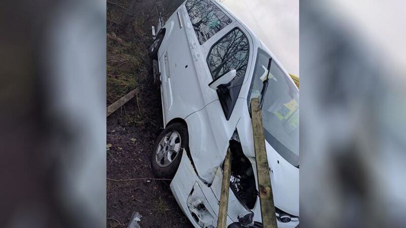 The aftermath of a crash in Lisburn, Co Antrim, on Friday morning. Picture from PSNI&nbsp;