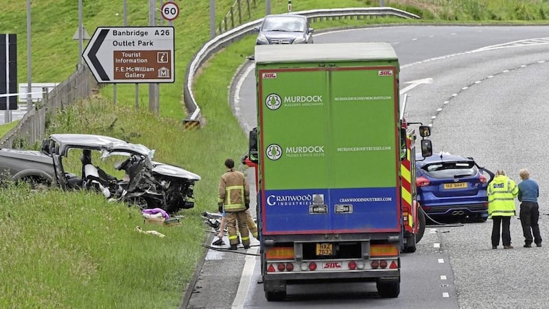 A man died in the collision near The Outlet centre at Banbridge. Picture by Justin Kernoghan/ Photopress 