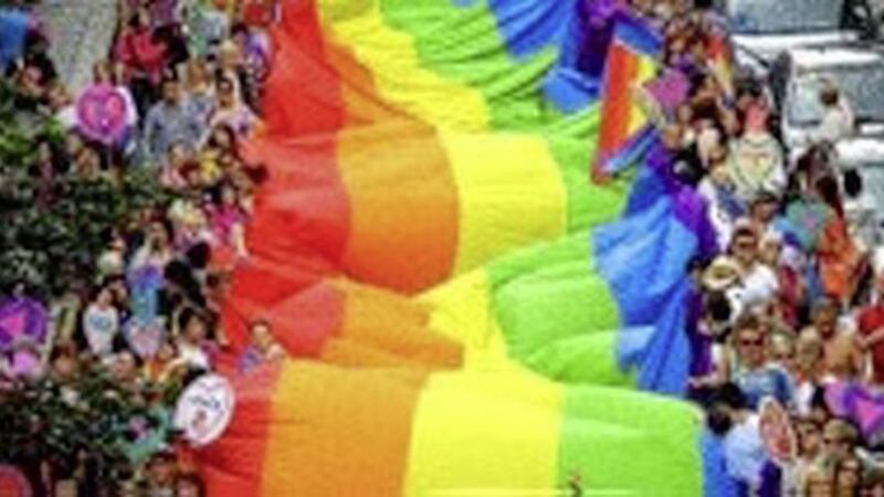 A huge rainbow flag was unfurled at last year&#39;s Foyle Pride parade.  