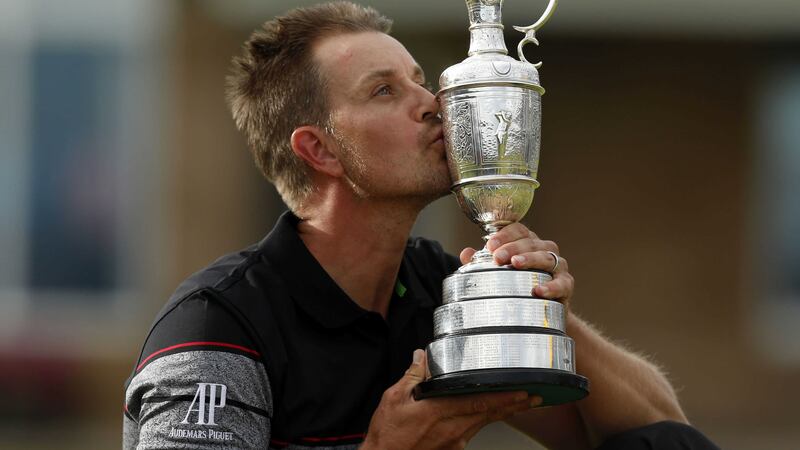 &nbsp;Sweden's Henrik Stenson celebrates with the Claret Jug after winning the Open Championship at Royal Troon Golf Club on Sunday<br />Picture by PA&nbsp;