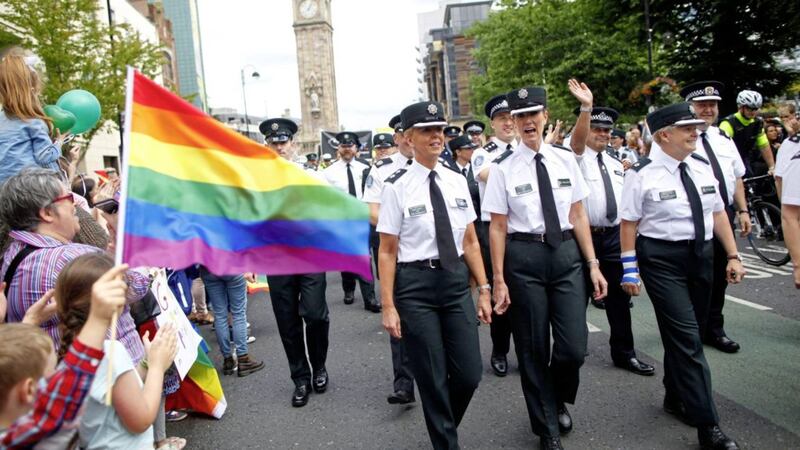 Members of the PSNI and Garda joined Saturday&#39;s Pride parade. Picture by Peter Morrison/PA Wire 