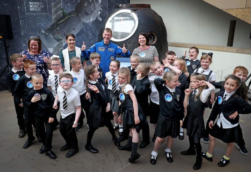 Major Peake told schoolchildren how he and the crew watched Star Wars on the ISS (Jane Barlow/PA)