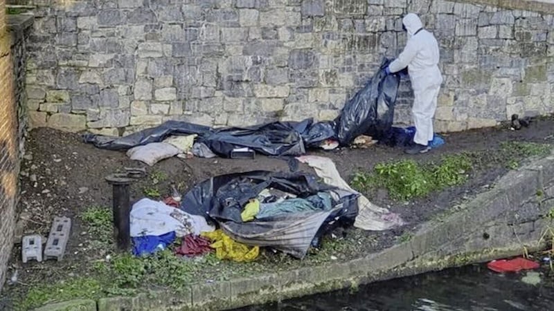 A clear up operation took place on the banks of the Grand Canal in Dublin. Picture from RT&Eacute; 