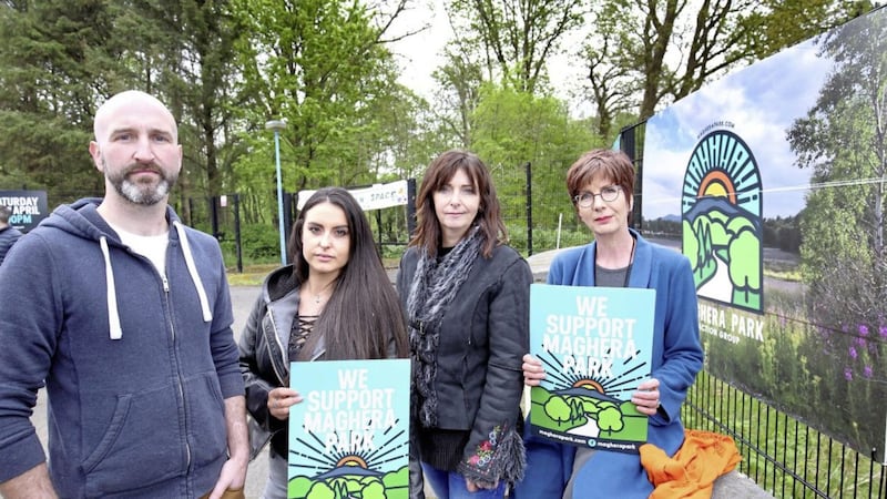 Maghera Action Group members Ryan O&#39;Reilly, Katy McGlade, Vanda Shields and Jennifer Young, who are leading a campaign to have the former Maghera High School site turned into a public park.Picture by Cliff Donaldson 
