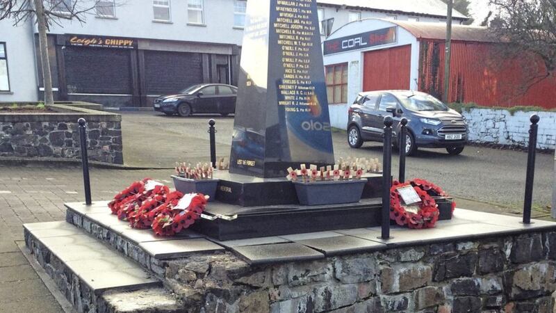 The damaged war memorial in Coagh, Co Tyrone 