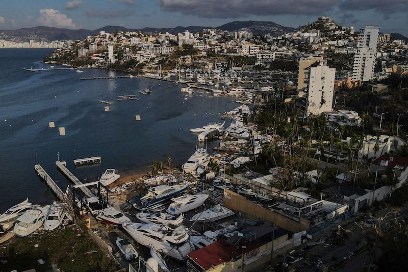 Damage is seen at a yacht club in the aftermath of Hurricane Otis in Acapulco, Mexico 