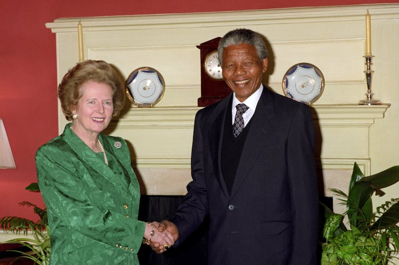 Nelson Mandela meeting Margaret Thatcher in 1990 