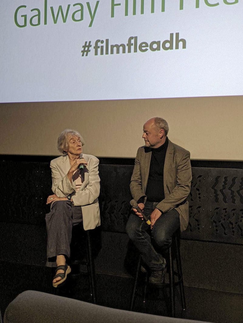 Vincent Kinnaird and Lelia Doolan at the post-screening Q&amp;A for Fr Des: The Way He Saw It 
