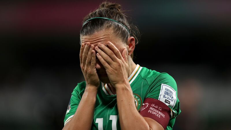 Ireland’s Katie McCabe was left ‘heartbroken’ by the defeat (Gary Day/AP)