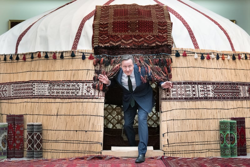 Foreign Secretary Lord David Cameron is touring central Asia