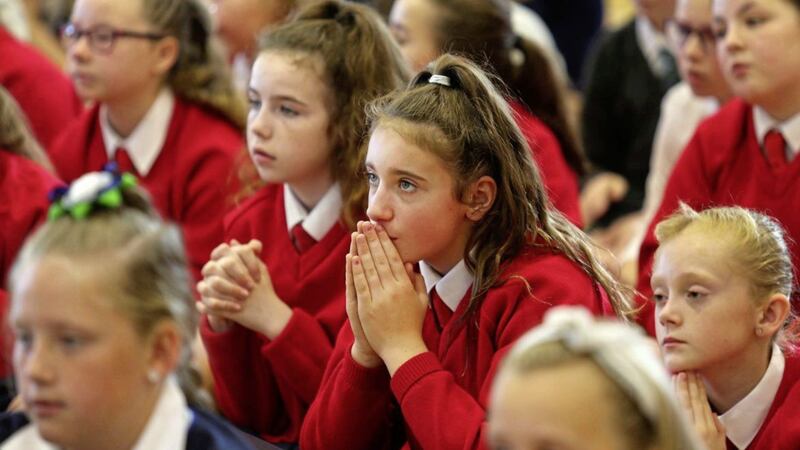 Primary school children from north Belfast take part in an International Peace Day event held in the Girdwood Hub during last year&#39;s Community Relations Week. Picture by Mal McCann. 