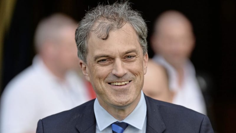 Former secretary of state Julian Smith during a visit to the Ballymena Showgrounds last year. File picture by Colm Lenaghan, Pacemaker 