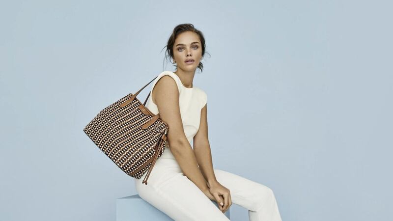 Dune London Daitlynn Tan Large Woven Shopper, &pound;95; Hopes Multi Lattice Ballet Pumps, &pound;85, available from Dune (clothing, stylist&#39;s own 