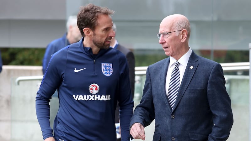 England manager Gareth Southgate (left) paid tribute to Sir Bobby Charlton (Nick Potts/PA)