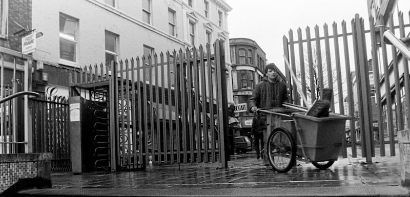 The barrier at Ann Street in Belfast. Picture by Martin Nangle 