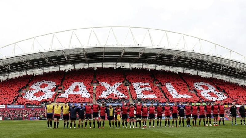Supporters spell out Anthony Foley&#39;s nickname &#39;Axel&#39; and his team number &#39;8&#39; ahead of the first home game following his death. Lorraine O&#39;Sullivan/PA Wire. 