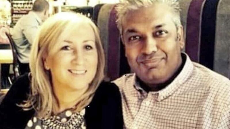 Rajesh Bacheta from Derry was killed in a crash at the weekend while visiting relatives in India. He is pictured with his wife Mary Bacheta (nee Crumlish). 