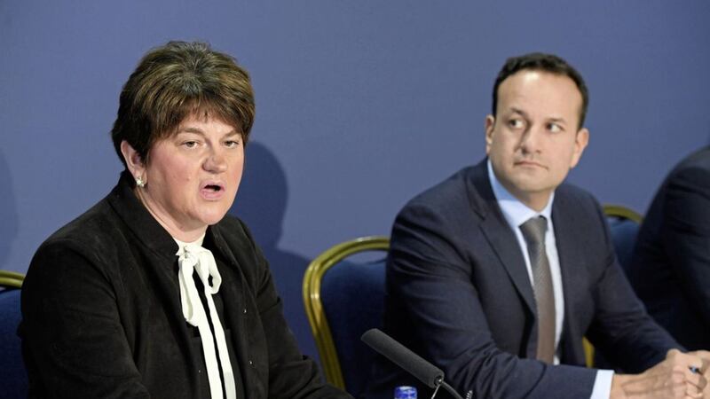 First Minister Arlene Foster and T&aacute;naiste Leo Varadkar, who was taoiseach when lockdown began in March, pictured together earlier this year. Picture by Justin Kernoghan