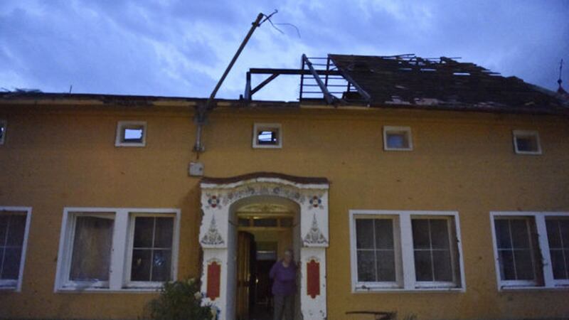 A house is damaged house after a tornado hit the village of Moravska Nova Ves in the Hodonin district, South Moravia, Czech Republic, on Thursday, June 24, 2021 (Vaclav Salek/CTK via AP)&nbsp;